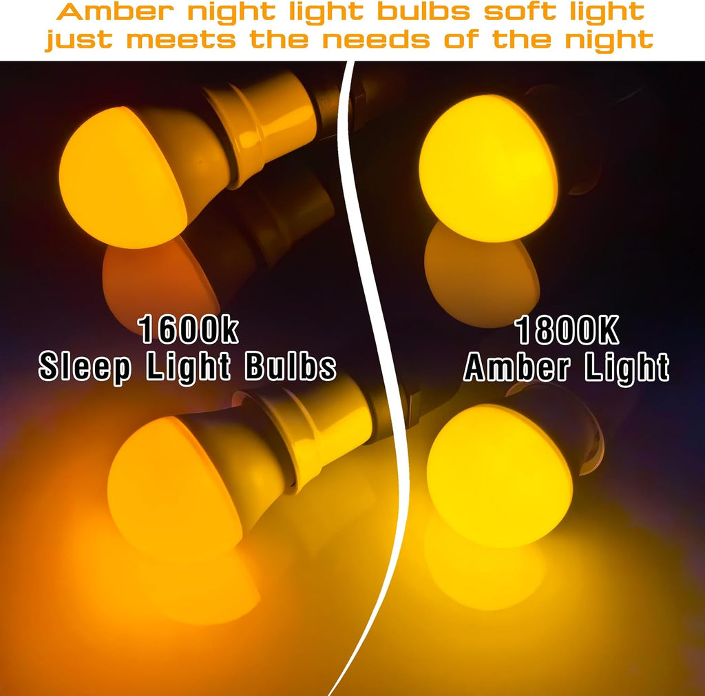 1.5w E12 Candelabra Base Low Wattage Light Bulbs Amber 1600K, 2 Pack