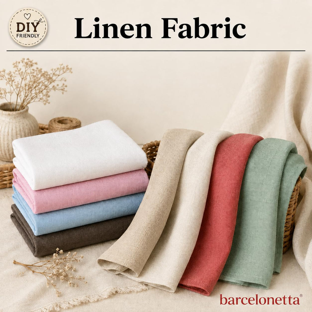 Linen Fabric | Natural Linen Cloth | Embroidery, Sewing | Soft, Breathable | 55" Wide | 70% Linen, 30% Rayon | Hemp