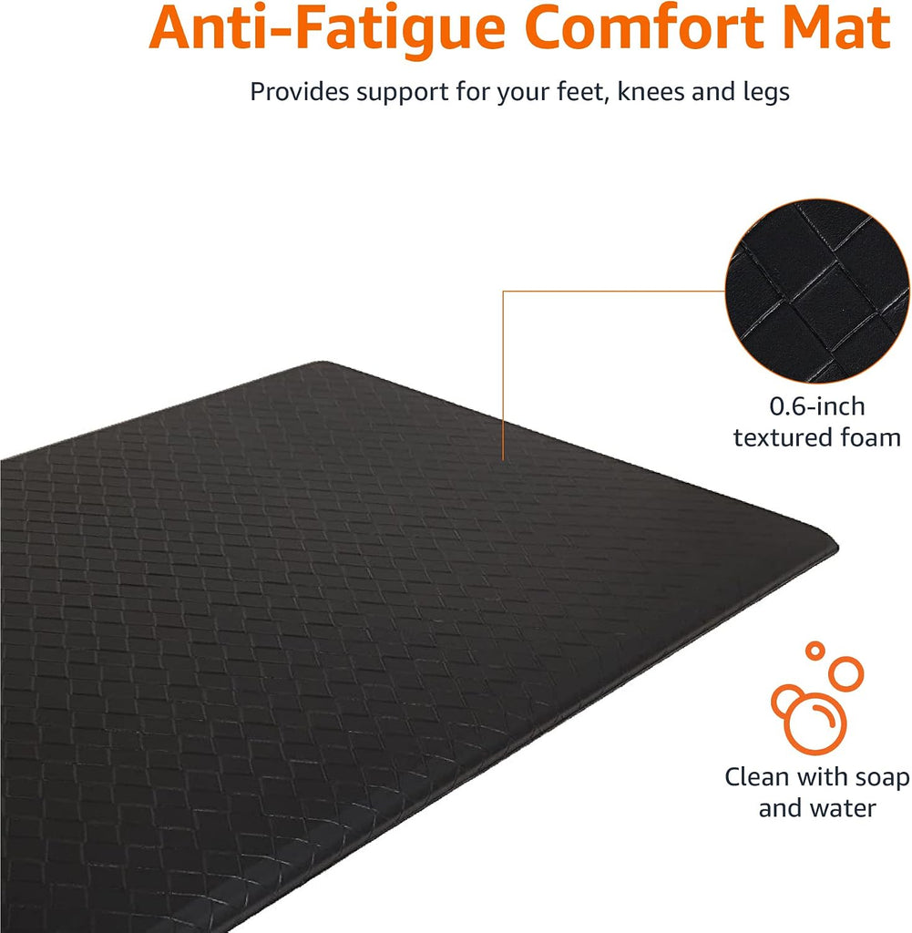 Anti-Fatigue Standing Mat, Non-Slip, Cushioned Comfort Mat , 20" x 36" x 0.6", Black, 1-Pack