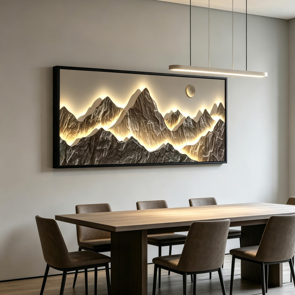 Large Framed Modern Mountain Wall Art Abstract Landscape Canvas Wall Decor
