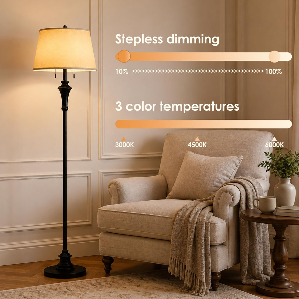 58'' Dimmable Matte Black Floor Lamps (E26 Bulbs Included)
