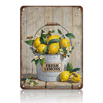 Funny Lemon Metal Tin Sign Welcome Home Sweet Home Wall Decor Yellow Lemon Wall Art Outdoor Garden Porch Restaurant