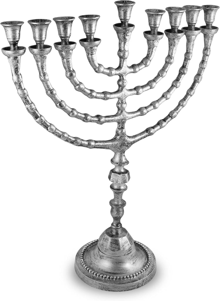 Extra Large Traditional Chanukah use with Thick Shabbat Candles or Oil Cups Antique Looking Hanukkah Minorah