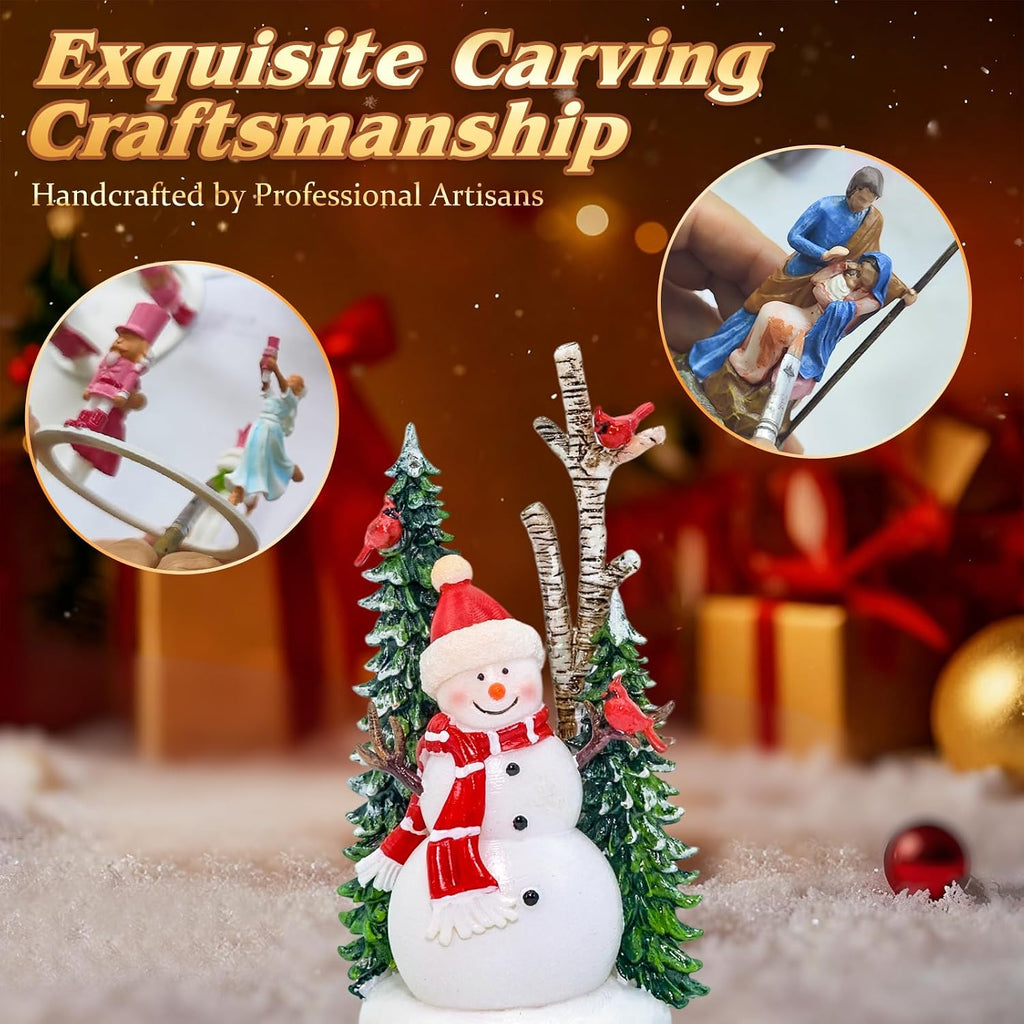 Large Snowman Snow Globe, Cardinal Christmas Tree, Lighted Snow Globes Lantern, Musical&LED Lights, 8 Classic Songs
