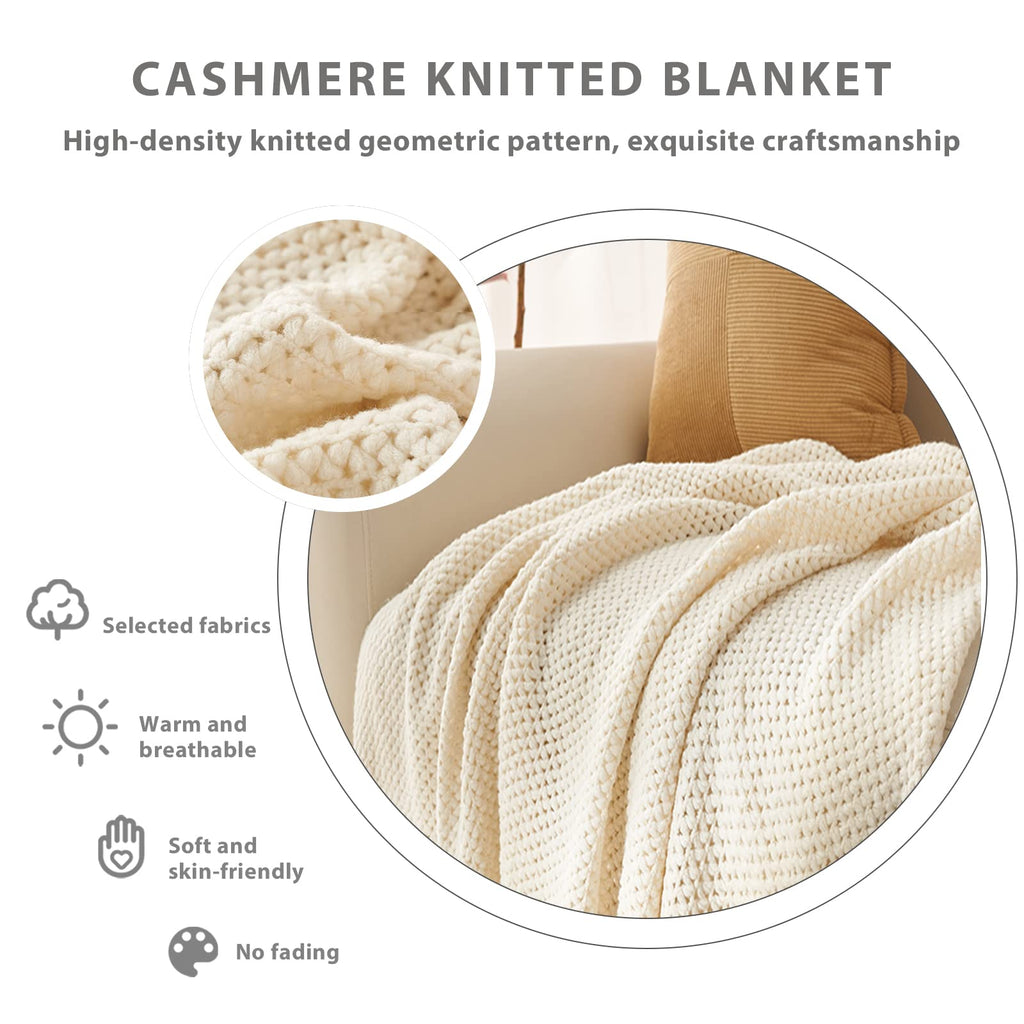 Knitted Throw Blanket with Tassel Breathable Cellular Blanket Nordic Style Soft Cozy Couch Cover Decorative Blanket