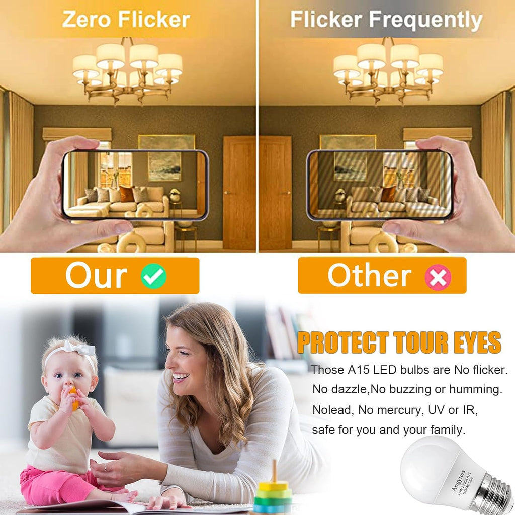 15W Light Bulb Equivalent, A15 15Watt Light Bulbs 2700K Soft White