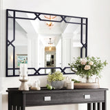 Large Living Room Mirror for Decor, 28" x 40" Rectangle Bathroom Mirror with Matte Black Metal Pipe Frame, Modern Wall