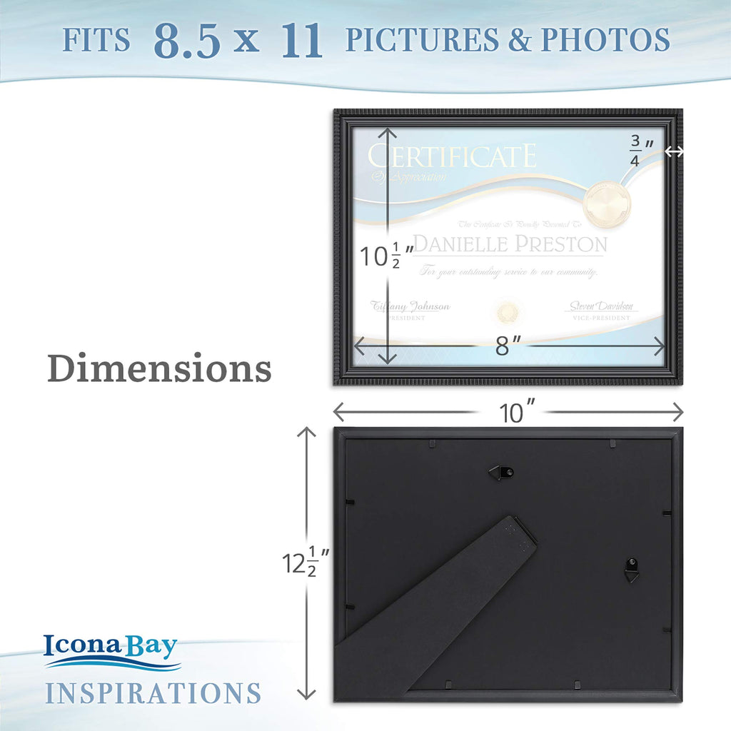 8.5x11 Certificate Frames, Black, 6 Pack, Contemporary, Inspirations