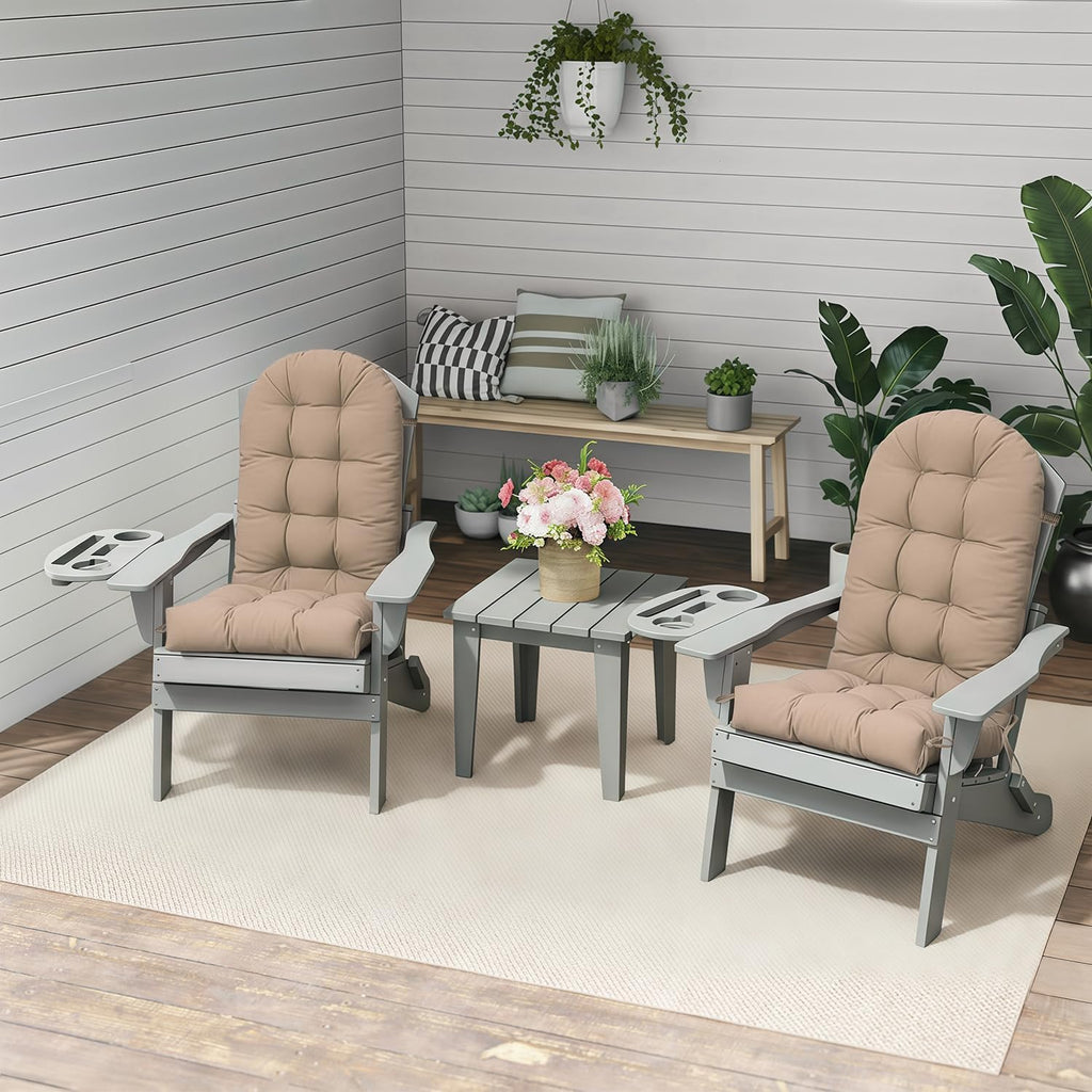 Outdoor Adirondack Chair Cushion Set of 4, Patio Chair, Khaki | Thickened High Back Patio Chair Cushion, Anti-Slip