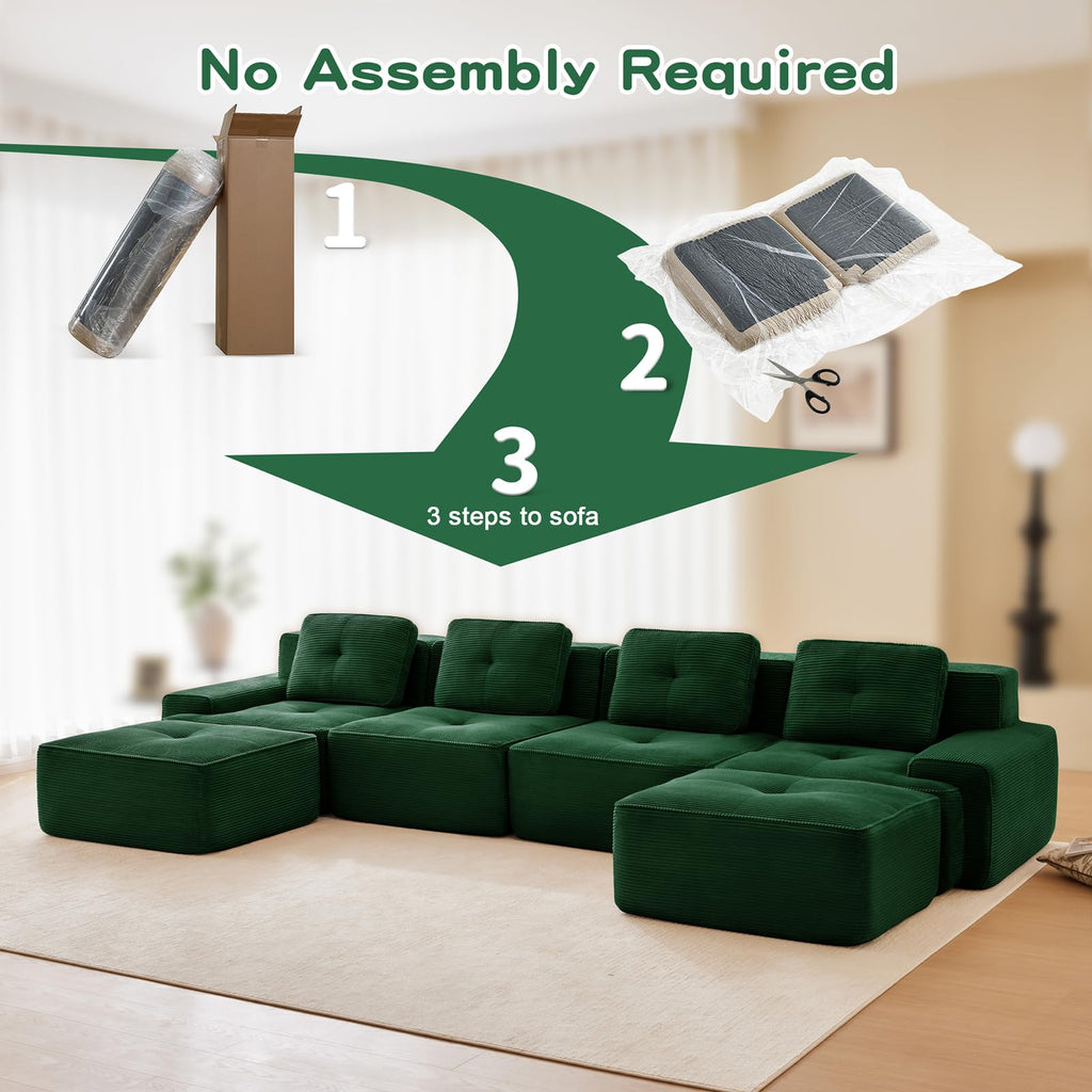 Corduroy Modular Sectional Sofa, Oversized Cloud Couches
