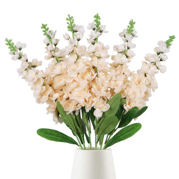 6pcs Champagne Artificial Flowers 36.22in Silk Flowers Snapdragon Flowers Hyacinth Artificial Flowers Long Stem