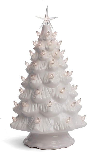 Ceramic Christmas Tree - Tabletop Tree with Lights - (15.5" White)