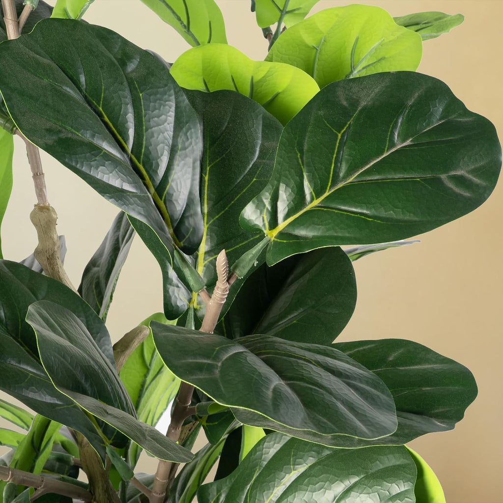 Artificial Fiddle Leaf Fig Tree, 4FT Faux Ficus Lyrata Plant Tall Fake Tree Decor Artificial Tree Office Living Room