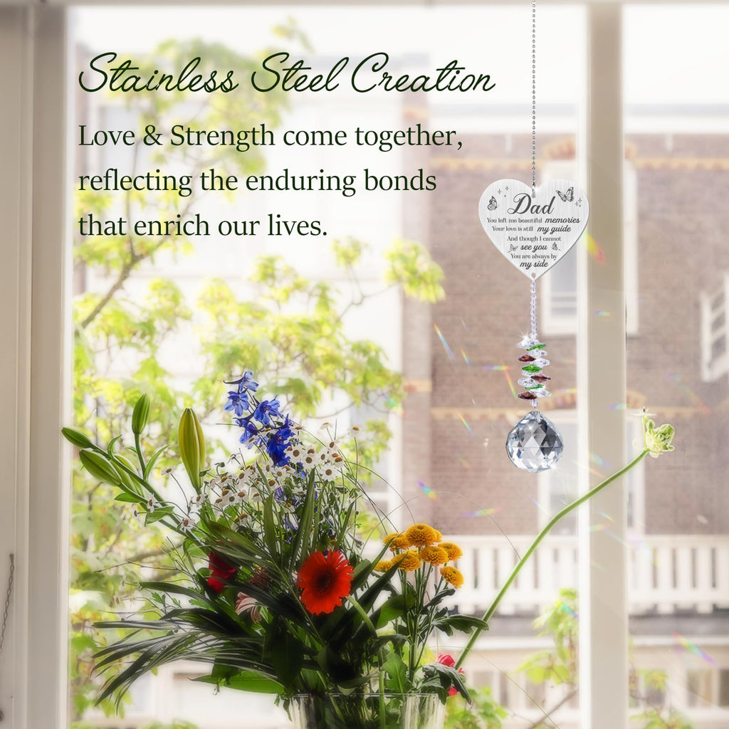 Memorial Gifts for Loss of Dad, Memorial Crystal Suncatcher Ornament, Sympathy Gifts for Loss of Father, Hanging