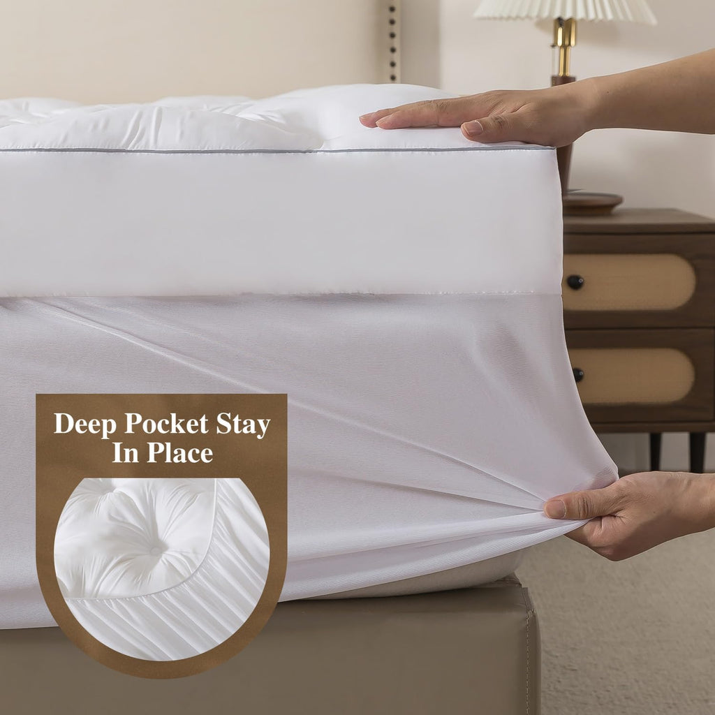 5 Inch Memory Foam Mattress Topper (Full, 54x75), Deep Pocket | 2000GSM Fluffy Shredded Memory Foam Filled, Extra