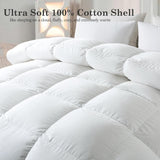 Feather Comforter Queen, Filled with Feather and Downfiber, All Season White Luxury Hotel Fluffy Bed