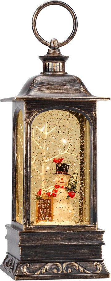 Christmas Snow Globe Lantern, Musical Snow Globe with Swirling Glitter, Battery Powered, Christmas Decorations Indoor