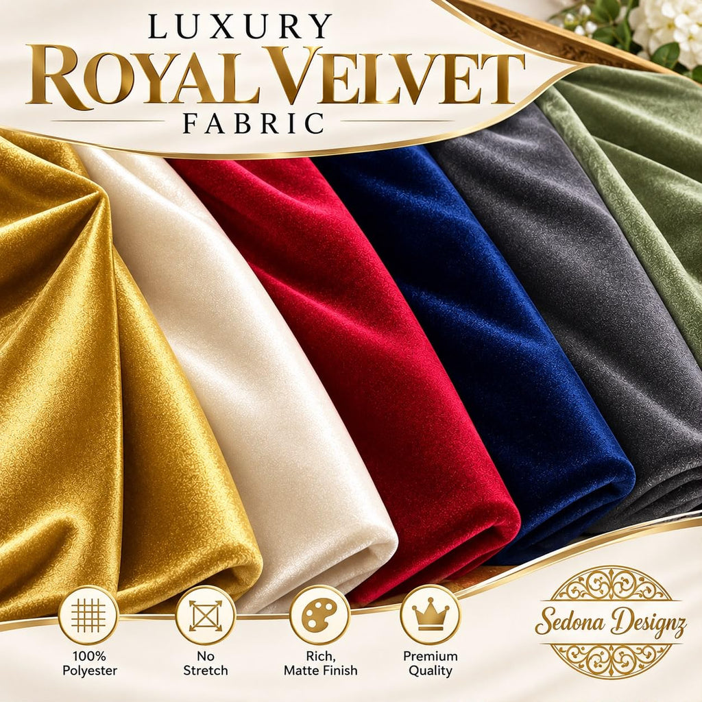 Designz Royal Velvet Fabric, 59 Inch Wide, 100% Polyester Upholstery Fabric for Sewing, Upholstery, Curtains