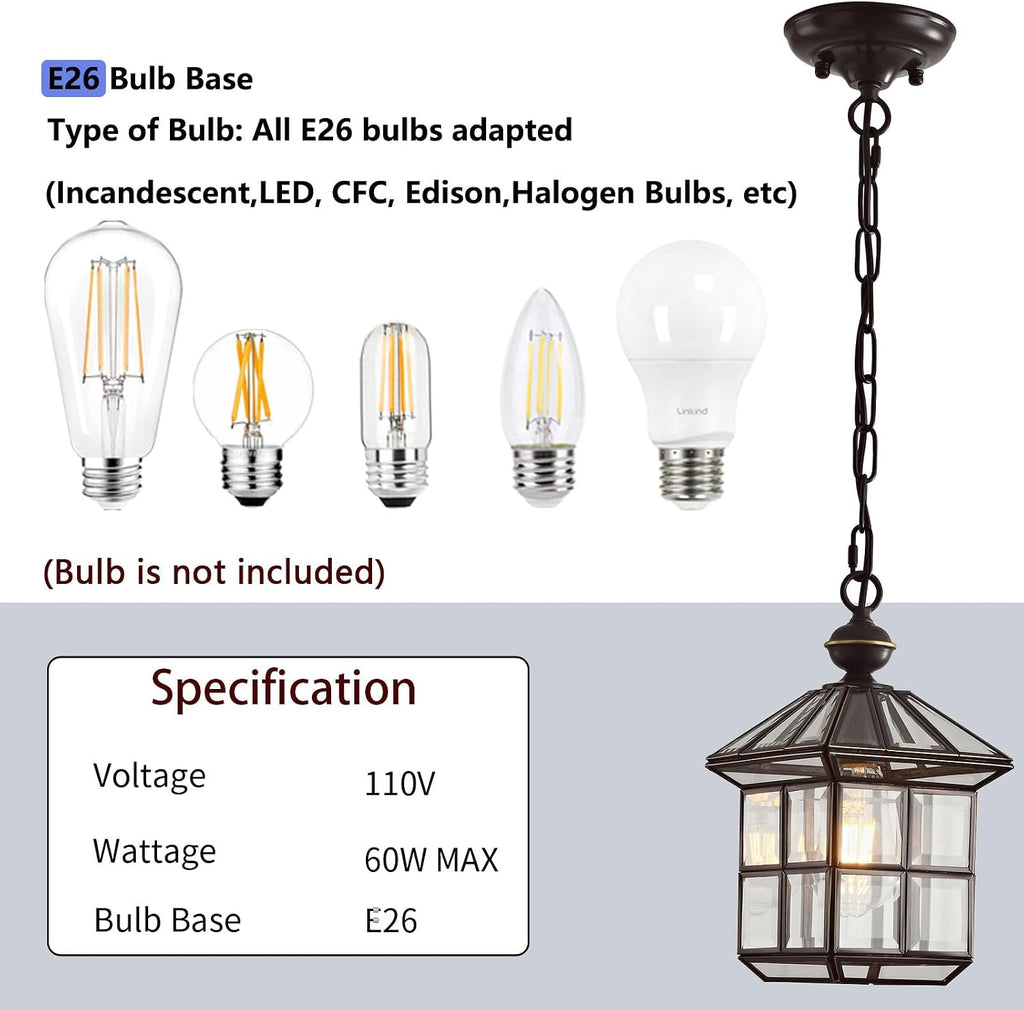 Mi Copper Outdoor Pendant Light 12.6in Exterior Hanging Porch Lights Oil Rubbed Bronze Waterproof Outdoor Chandelier