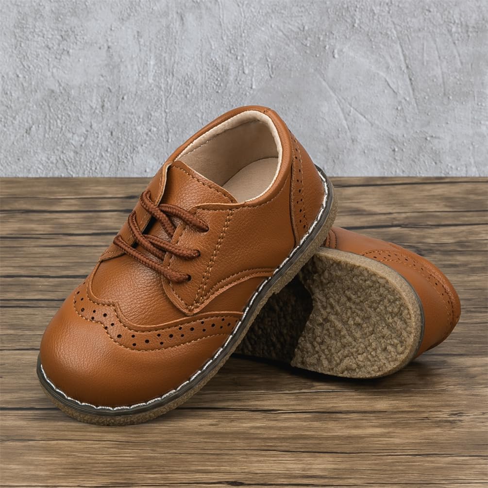 Toddler Boys Girls Dress Shoes Little Kid Oxford Shoes Wedding Church Dress Shoes PU Leather Lace Up School Uniform
