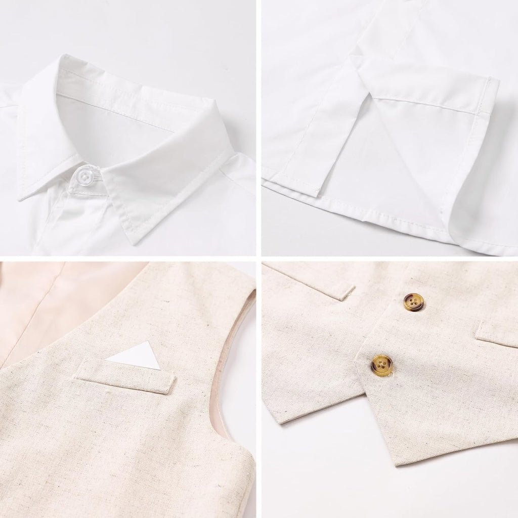 Boy Suit Cotton Linen Tuxedo Clothes Set Baby Formal Outfit