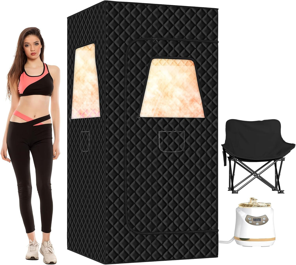 Springspa Portable Steam Sauna Box with 3L & 1500W±10%, Personal Sauna Tent with 9 Adjustable Heat Levels