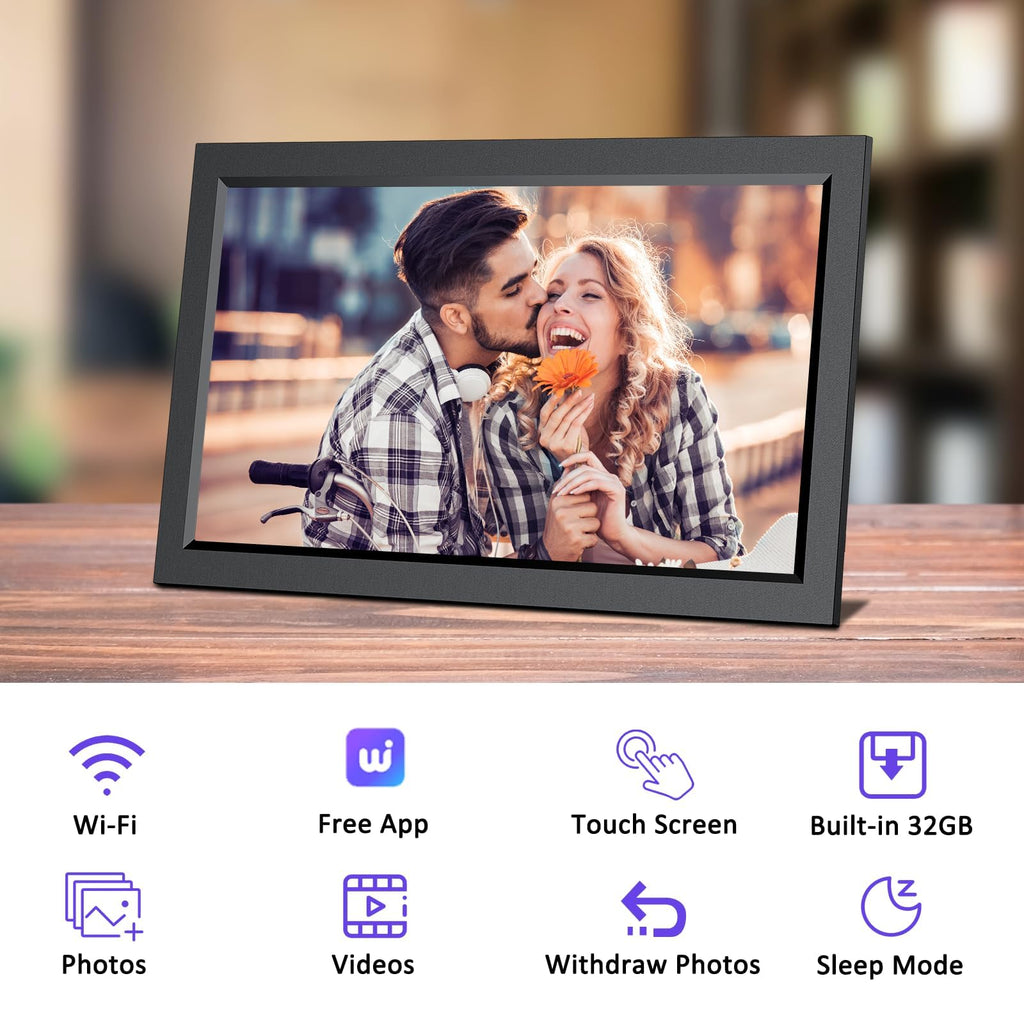 15.6 Inch Large Digital Picture Frame, 32GB WiFi Digital Photo Frame, 1920 * 1080 FHD IPS Touch Screen, Auto-Rotate
