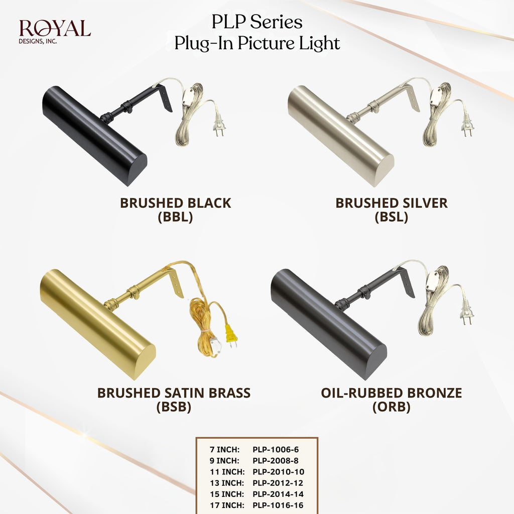 Plug-in Picture Light, Gallery Lighting, 12 ft Cord with in-Line Hi/Low/Off Switch, PLP-2012-12-ORB, Oil Rubbed
