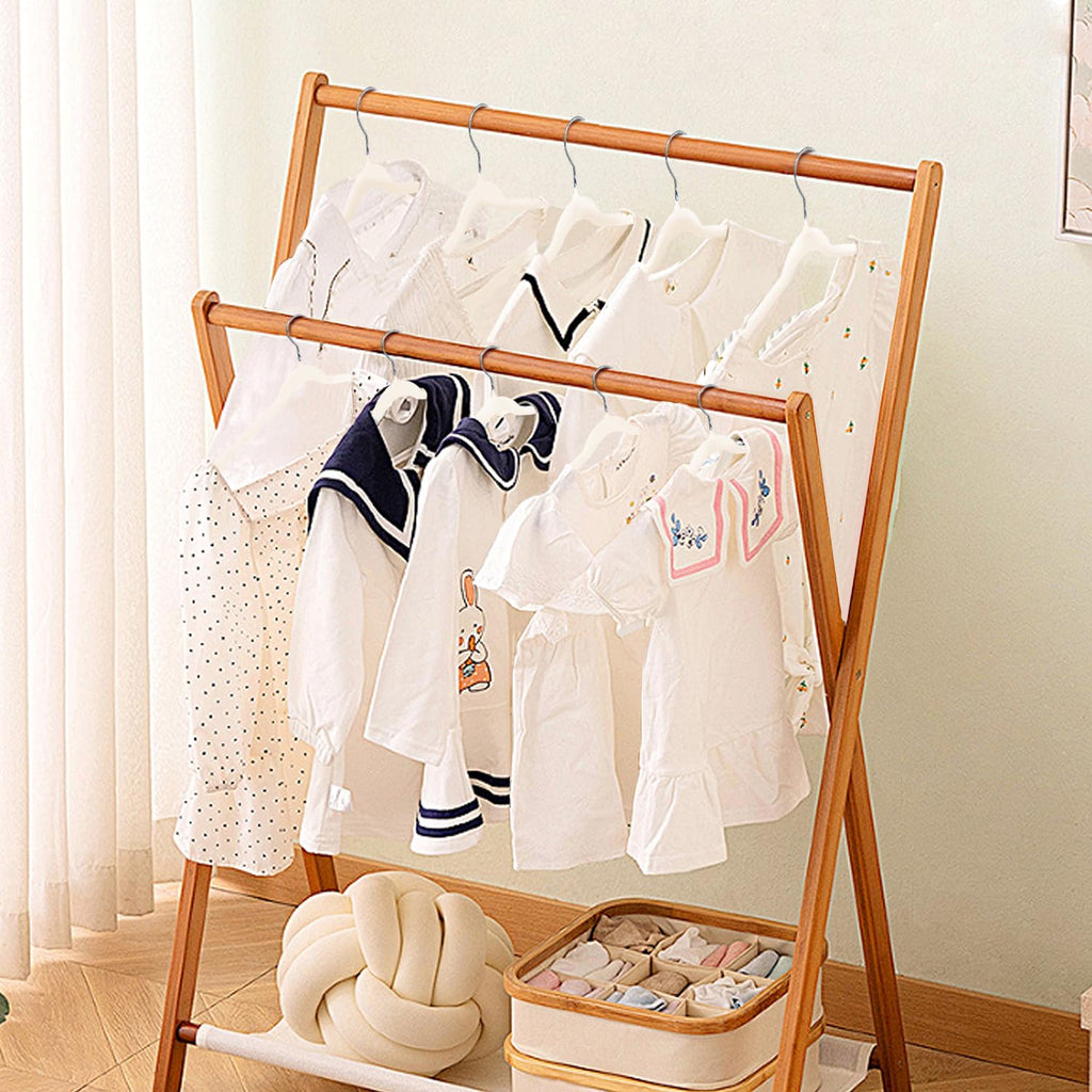 Baby Velvet Hangers, 11 Inches Kids Clothes Hangers, Non-Slip Childrens Hangers for Infant and Toddler 32 Pack Cream