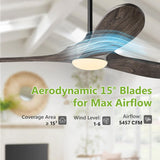 52 Inch Farmhouse Rustic Ceiling Fans with Lights, Dimmable Solid Wood Outdoor Ceiling Fan with Light and Remote Control 3 Blades Propeller Ceiling Fans for Patios Indoor Bedroom, Deep Brown A101-B0F93YGG7L