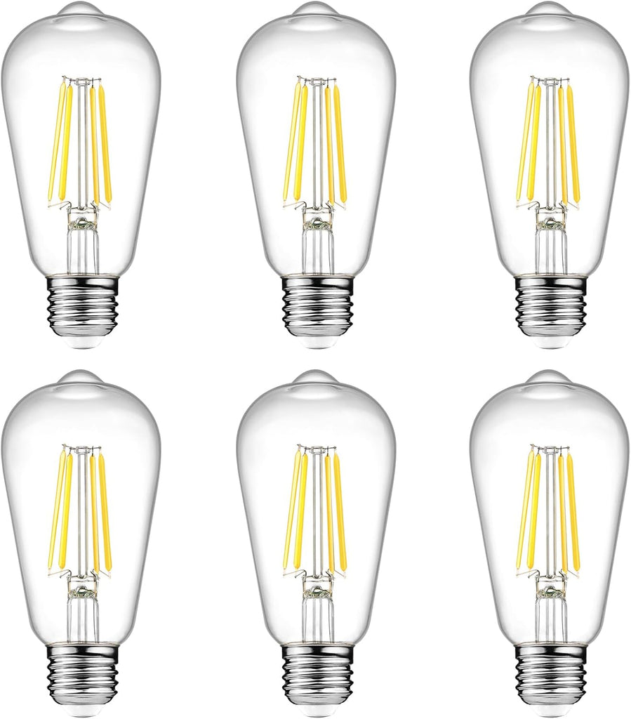 Vintage LED Edison Bulbs, 6W, Equivalent 60W, Non-Dimmable, High Brightness Cool White 4000K, ST58 Antique LED