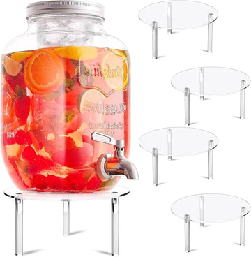 Drink Dispenser Stand, 7.9" Acrylic Water Dispenser And Beverage Dispenser Stand, Clear Acrylic Stands, Pitcher - Set of 4