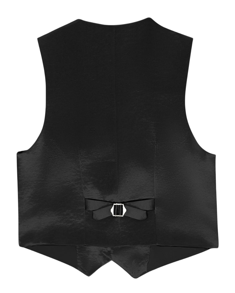 Toddler Boys Black Vest, Kids Satin Wedding Suit Vest Set with Bow Tie