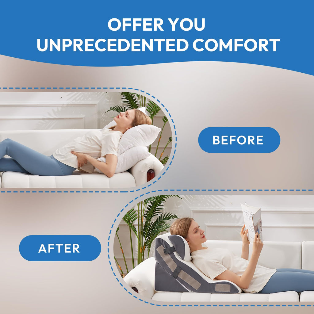 3PCS Wedge Pillow Set for After Surgery, Back Pillow for Bed Sitting up, 10-in-1 Foam Wedge Pillow for Acid Reflux &