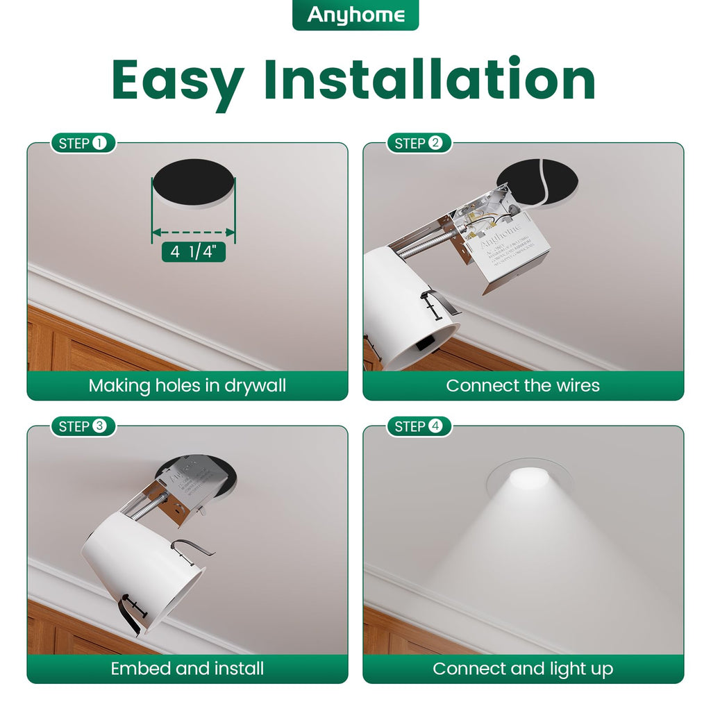 6 Pack 4 Inch Recessed Lighting Housing Remodel,Can Light Housing