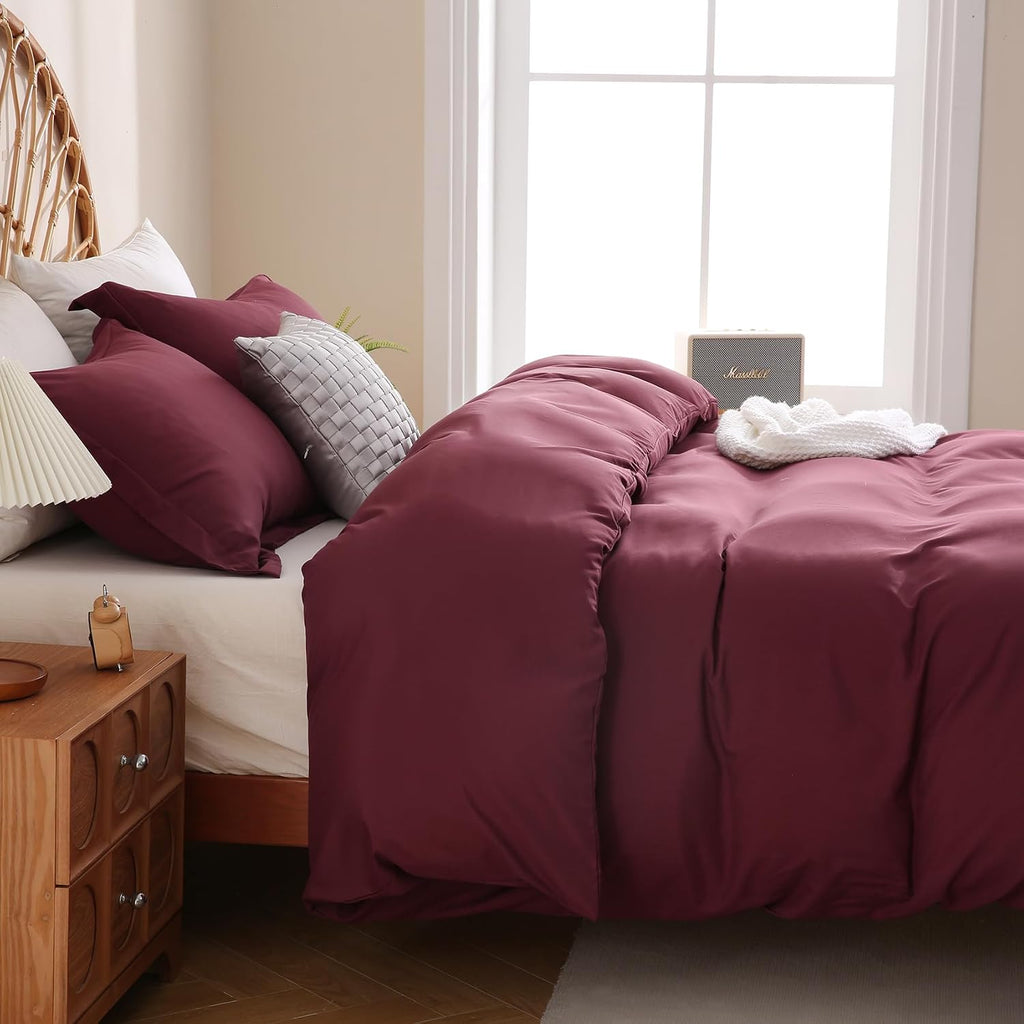Duvet Cover Set, 3 Piece Duvet Cover with Pillow Shams, Soft Brushed Microfiber Zipper Closure