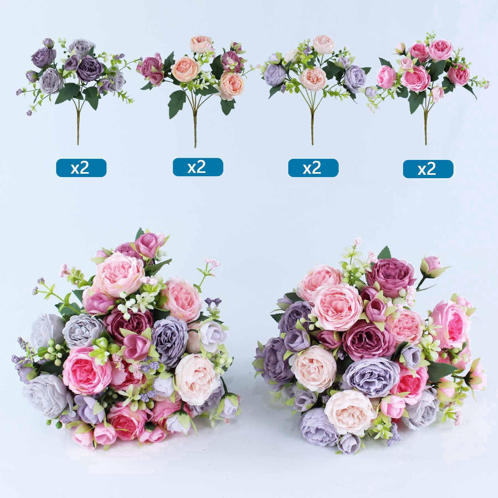 8 Pack Peonies Artificial Flowers Centerpieces for Tables