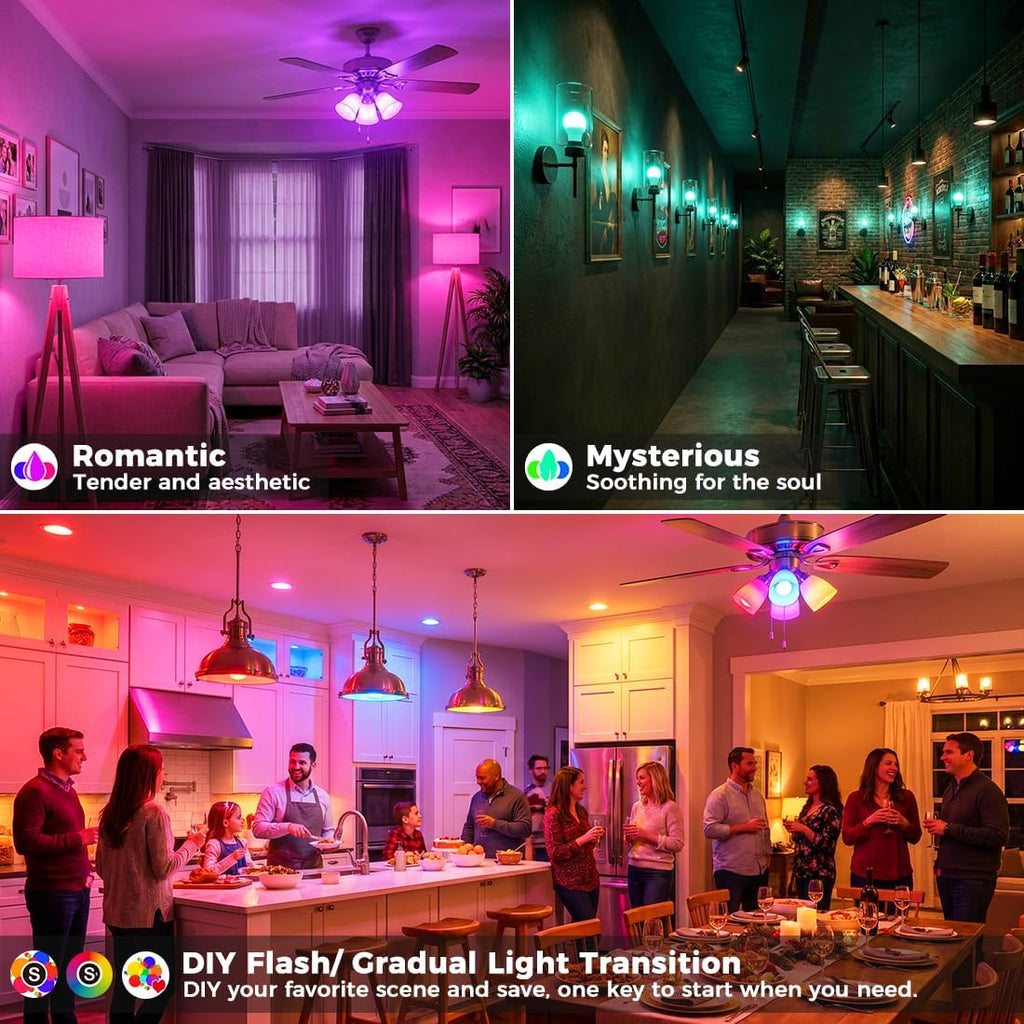 Led Light Bulb, 12W, 120 Watt Equivalent, 2700K/4500K/5700K 3CCT, 9 RGB Colors, Color Changing Light Bulb with Remote