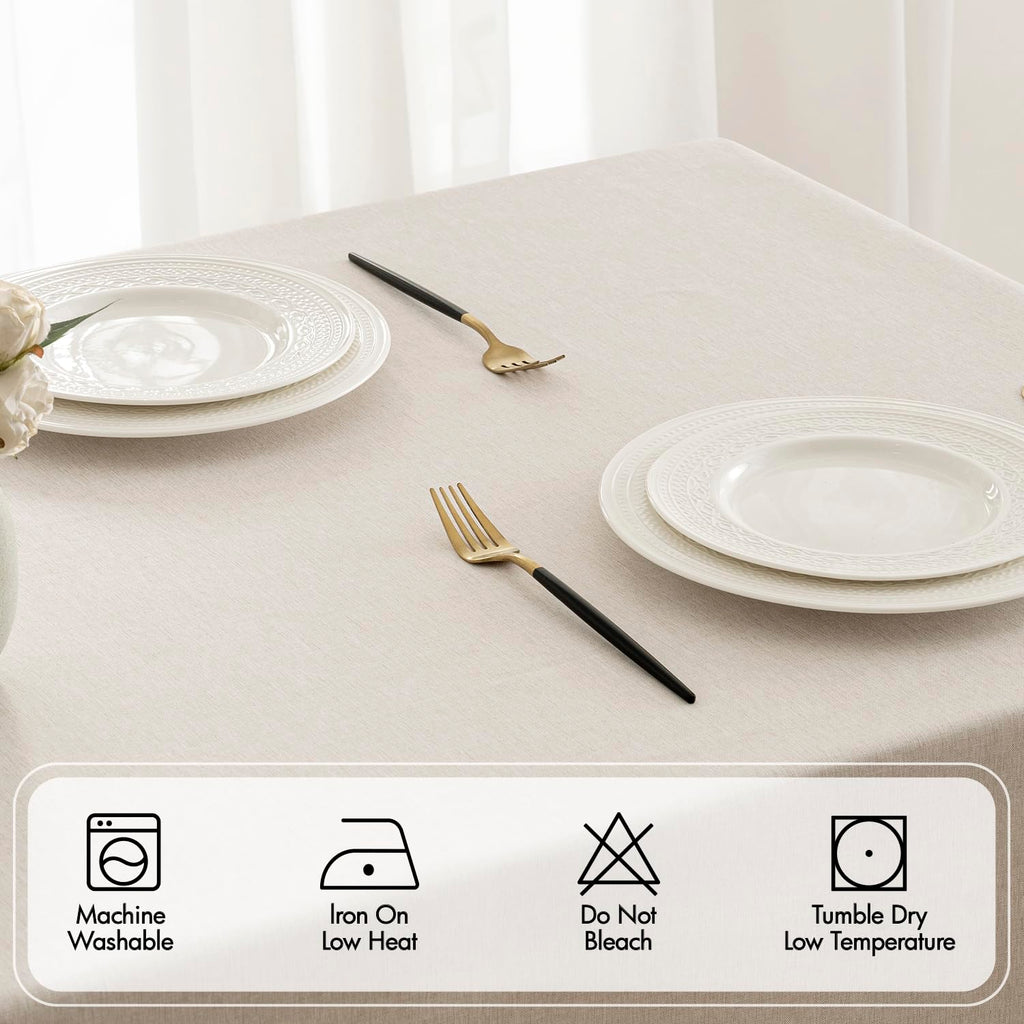 Beige Rectangle Tablecloth with Decorative Cutouts 60x104 inch