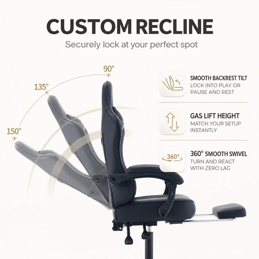 Office Desk Computer Gaming Chair for Adults, Ergonomic High Back Gamer Chair with Massage and Pocket Spring Cushion