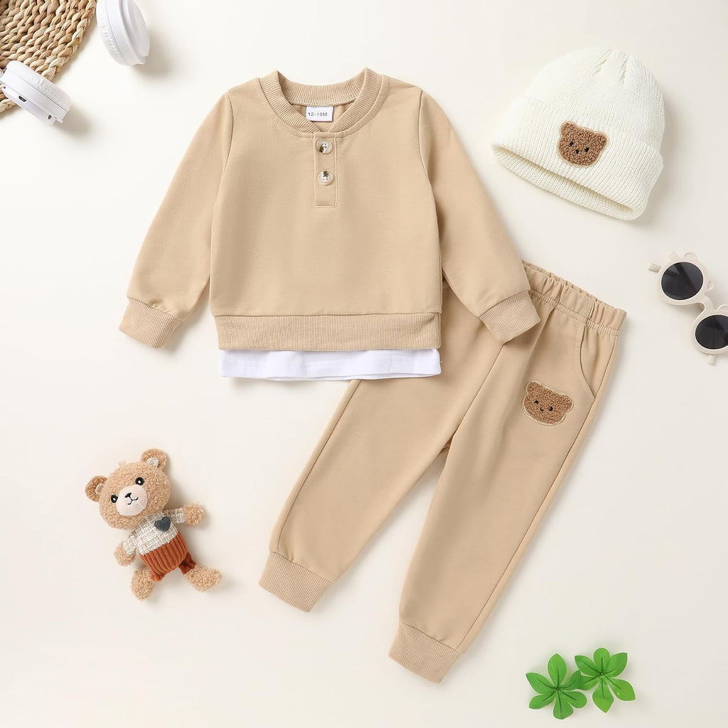 Toddler Fall Outfits Baby Boy Sweatshirt Top Sweatpants Set