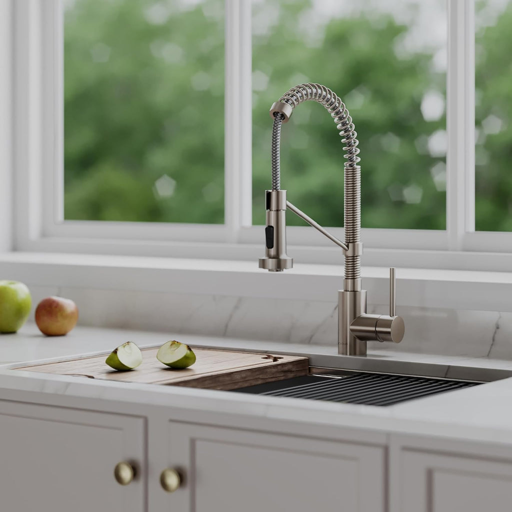 Bolden 18-Inch Single Handle Commercial Style Pull-Down Kitchen Faucet with Soap Dispenser in Matte Black