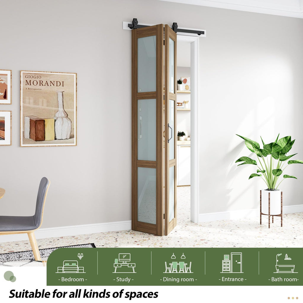 Frosted Glass Bifold Barn Doors 36X96(Double 18x96), Bifod Door