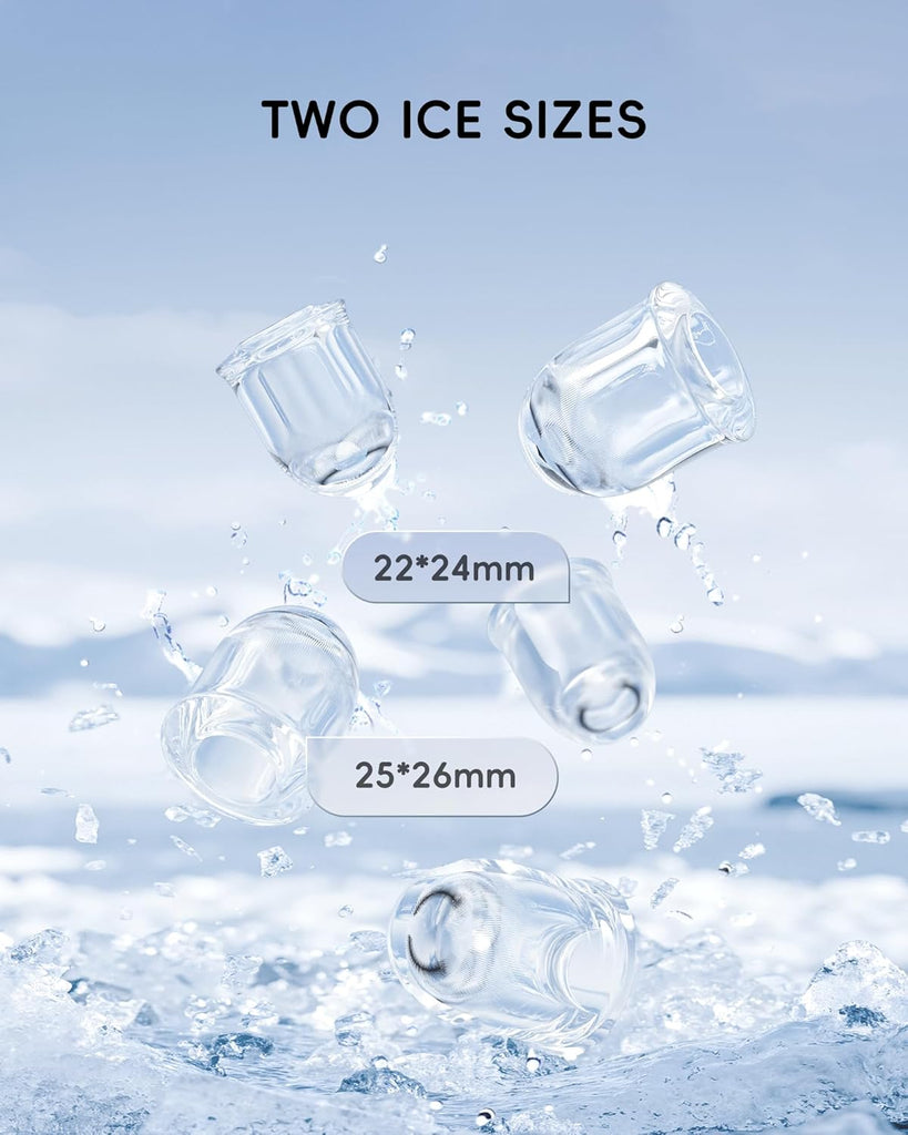 Ice Makers Countertop, Ultra Slim Design with Full-Color Panel, Internal Lights, 26 lbs/24H, Timer Ice Making, Two