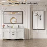 40"X30" Black Rectangle Bathroom Mirror Wall, Matte Black Aluminum Alloy Frame, Tempered Glass, Hangs Vertically or