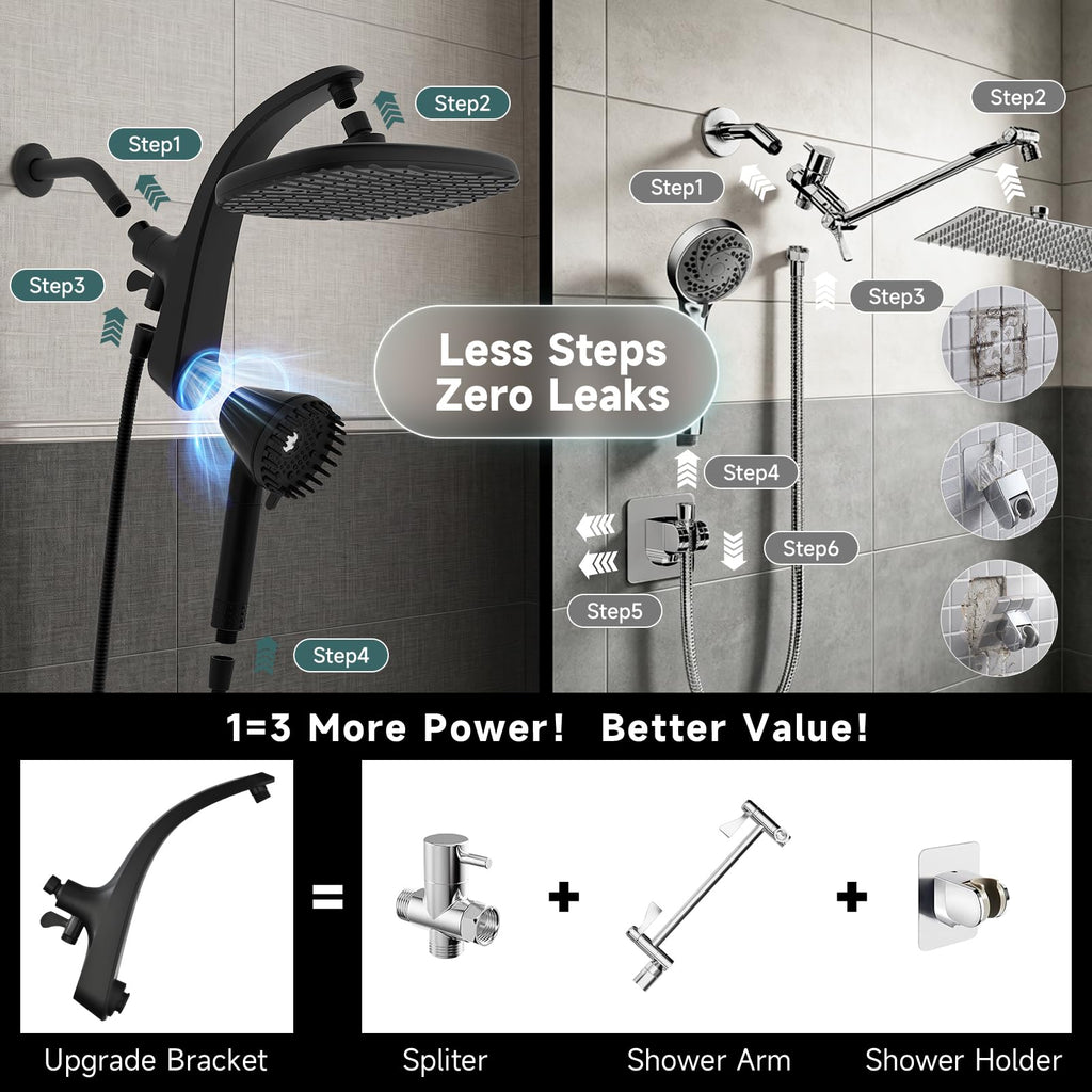 Shower Head with Handheld, High Pressure Showerhead, Black 1.8 GPM