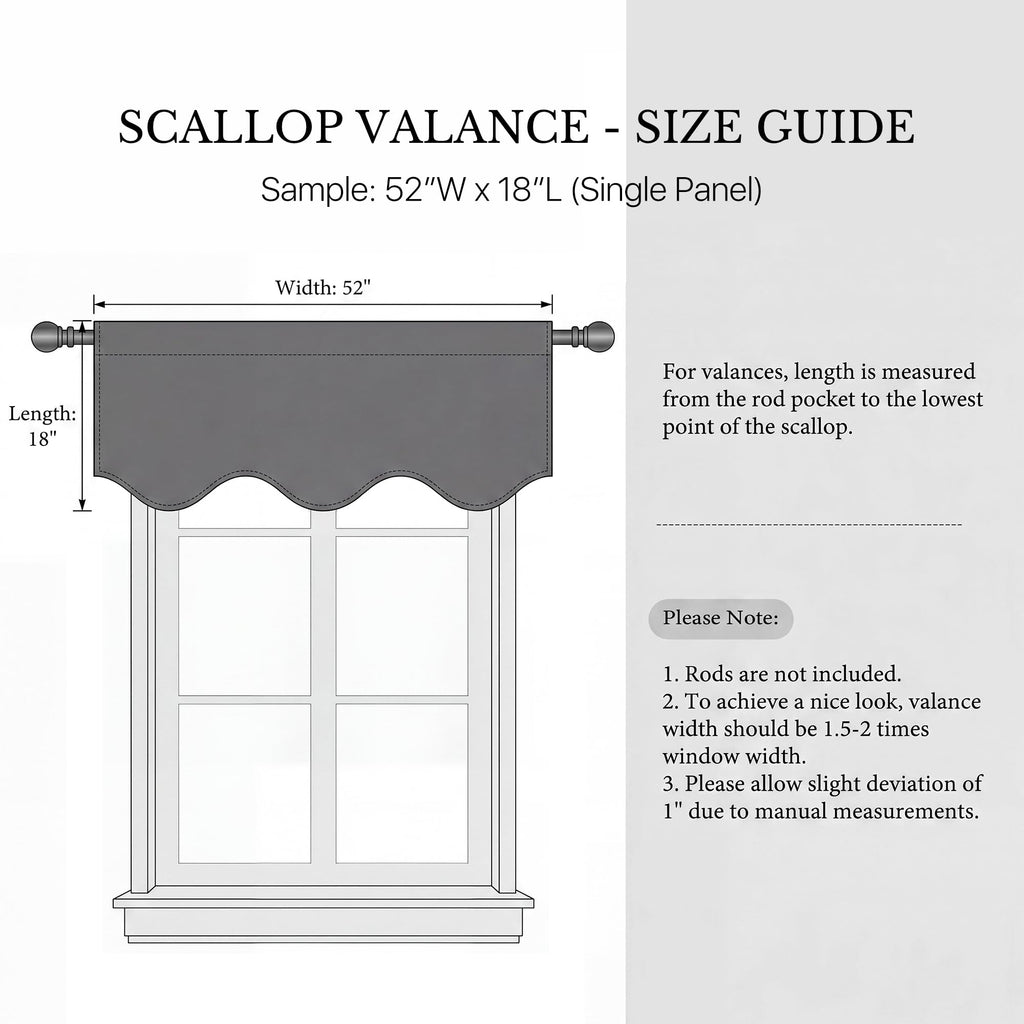 Valances Windows Elegant Scalloped Pole Pocket