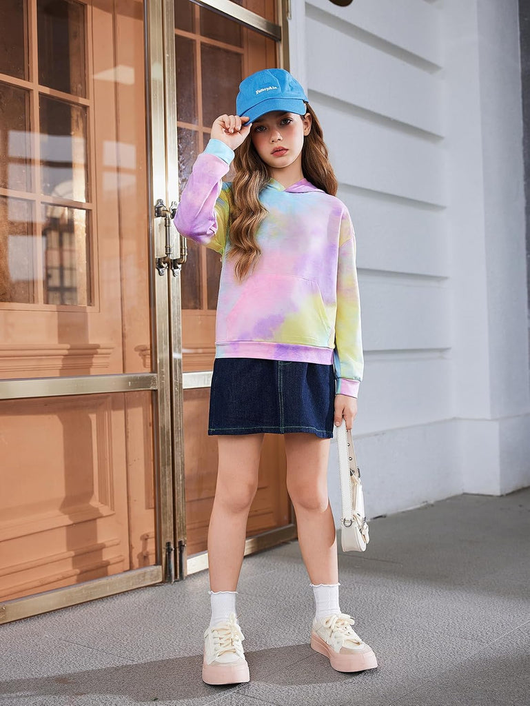 Graphic Hoodies for Girls Tie Dye Sweatshirt Cute Pullover Tops