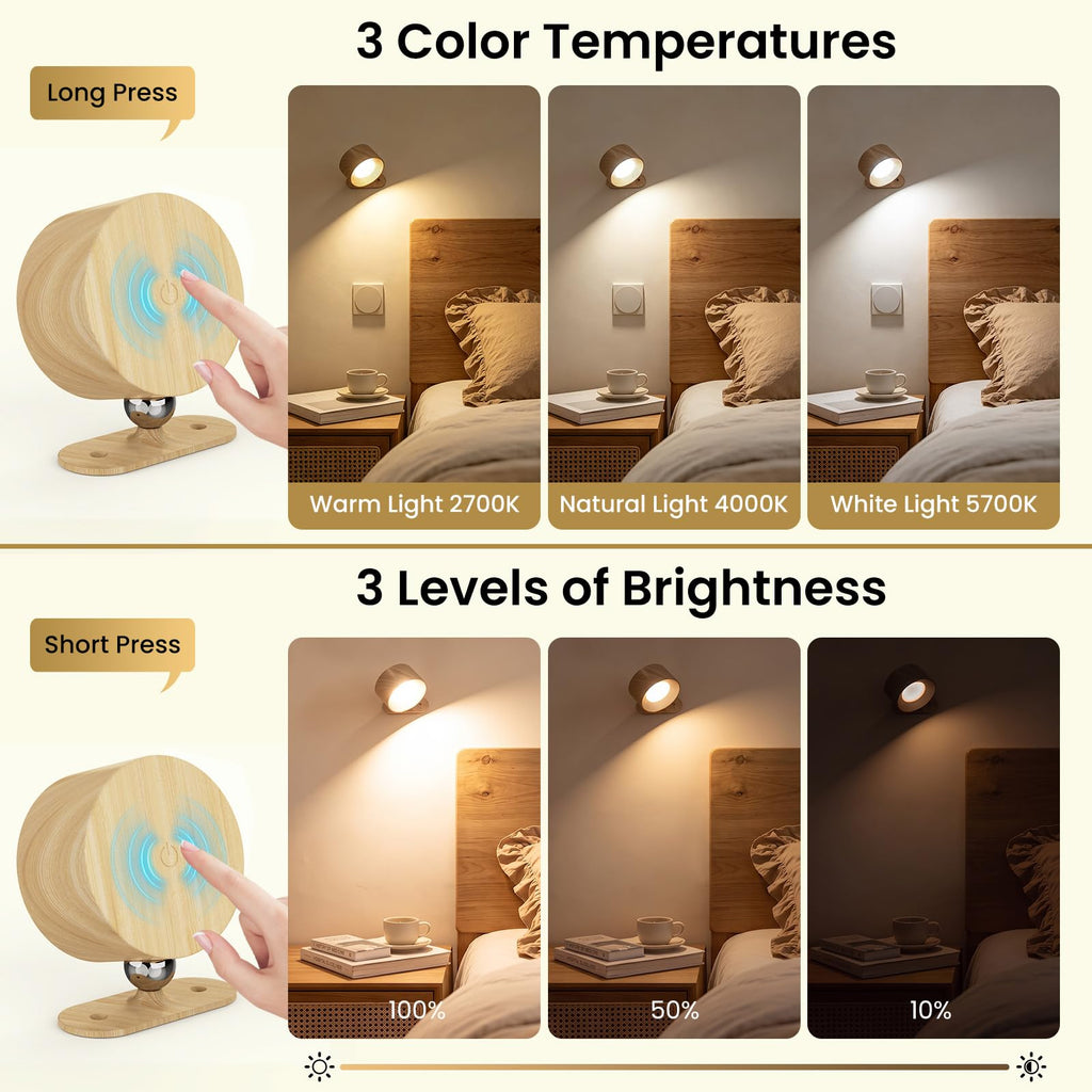 Battery Operated Wall Sconce, Wall Lights, 3 CCT, 2200mAh