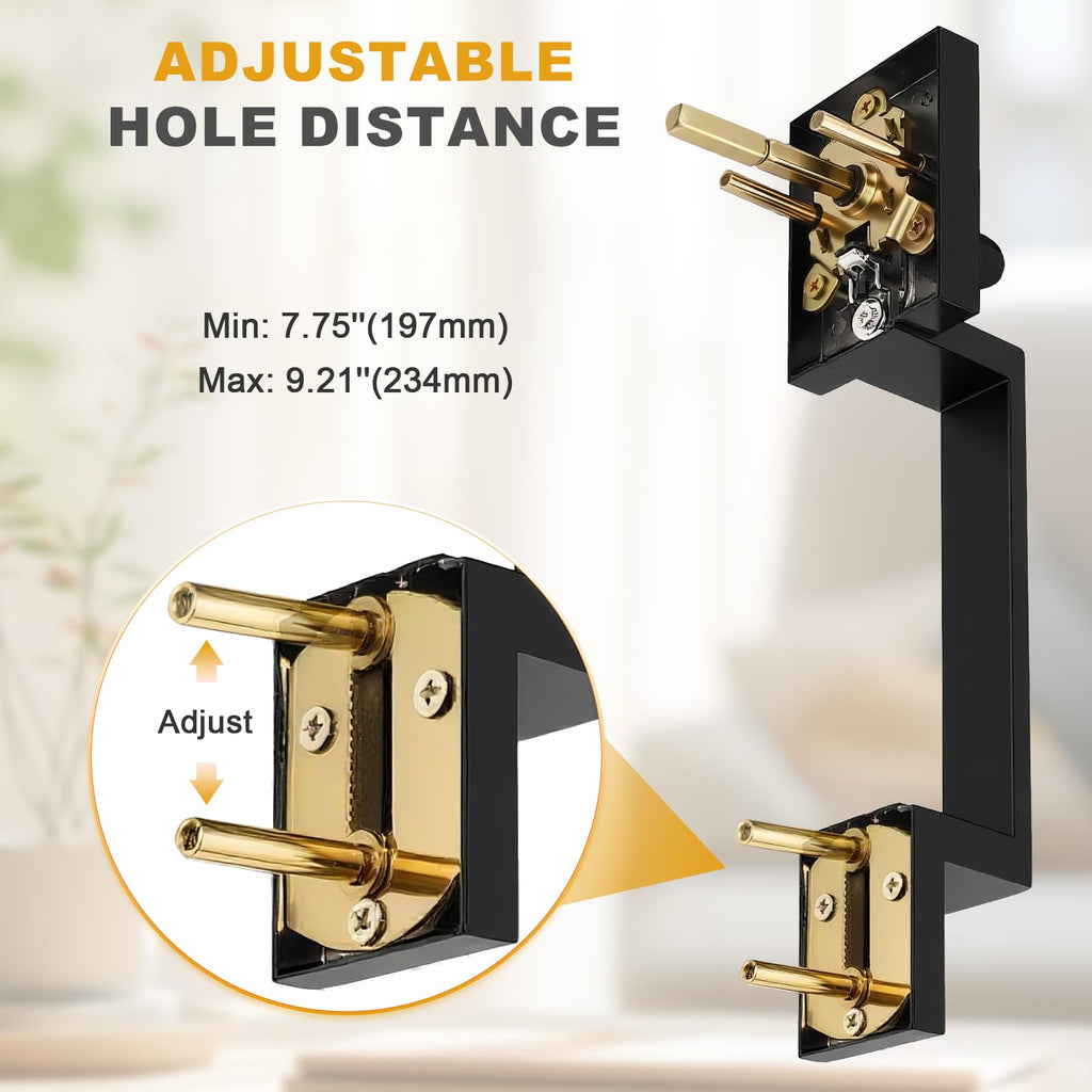 Black Front Door Handle Set, Exterior Door Handle, Modern Heavy Duty Square, Passage Door Handleset Reversible for